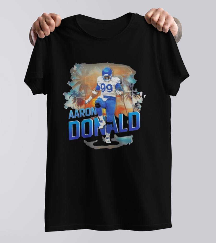 Aaron Donald 99 Los Angeles Rams Sunset Cityscape T-Shirt