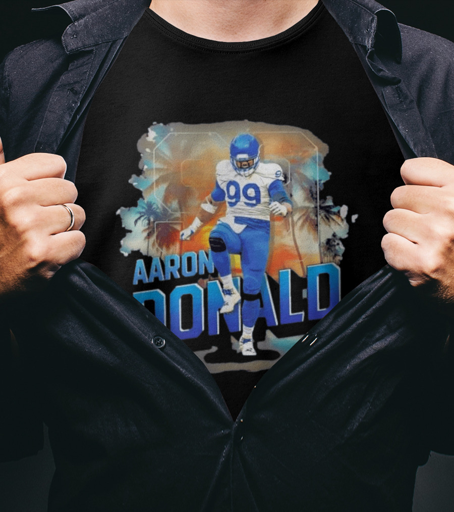Aaron Donald 99 Los Angeles Rams Sunset Cityscape T-Shirt