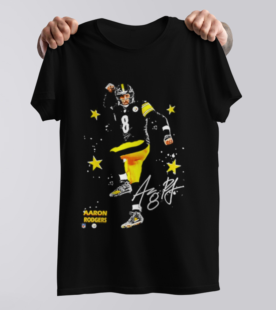 Aaron Rodgers Pittsburgh Steelers King Of The North Yellow Stars Signature T-Shirt