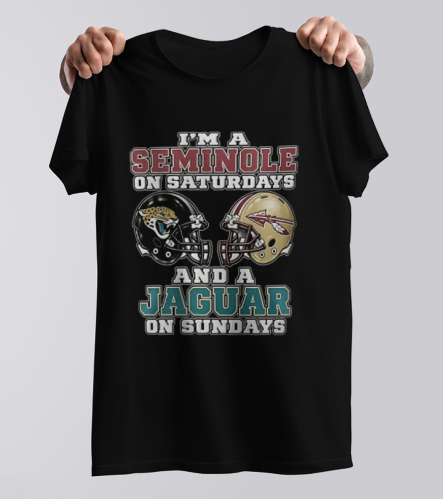 I'm A Seminole On Saturdays And A Jaguar On Sundays Football Fan Helmet T-Shirt