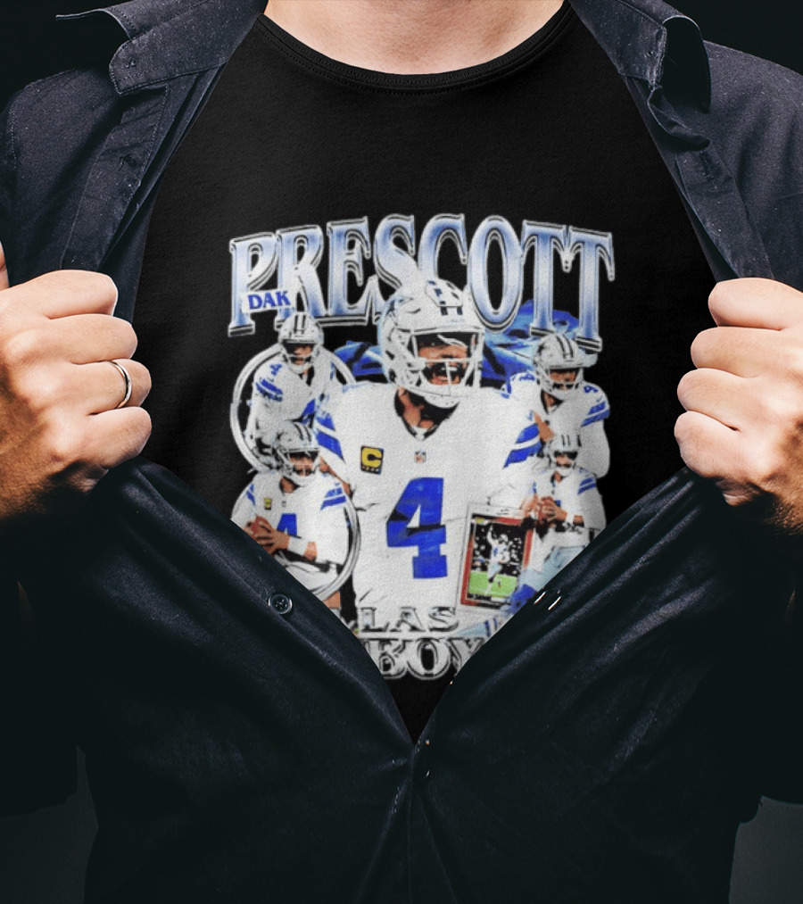Dak Prescott Dallas Cowboys NFL Quarterback Collage T-Shirt