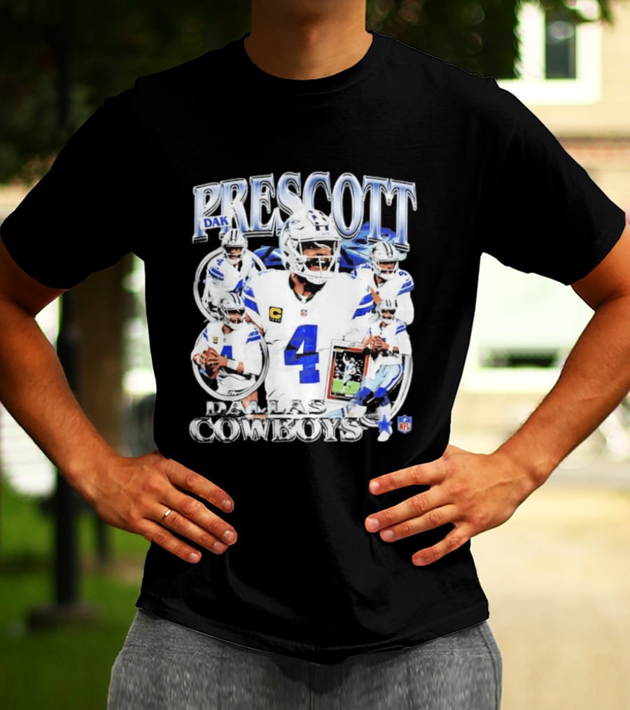 Dak Prescott Dallas Cowboys NFL Quarterback Collage T-Shirt