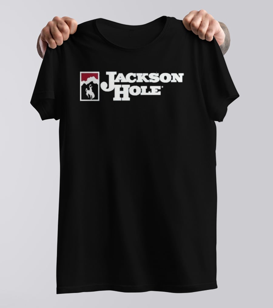 Jackson Hole Wyoming Cowboy Icon Red And White T-Shirt