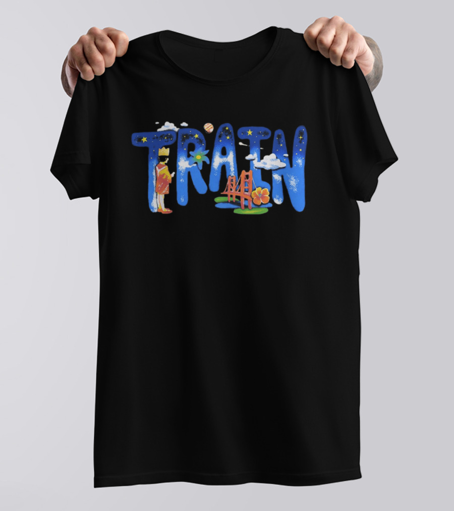 Train X Manhead Store Starry 2026 Tour Golden Gate Bridge Planet And Flowers T-Shirt