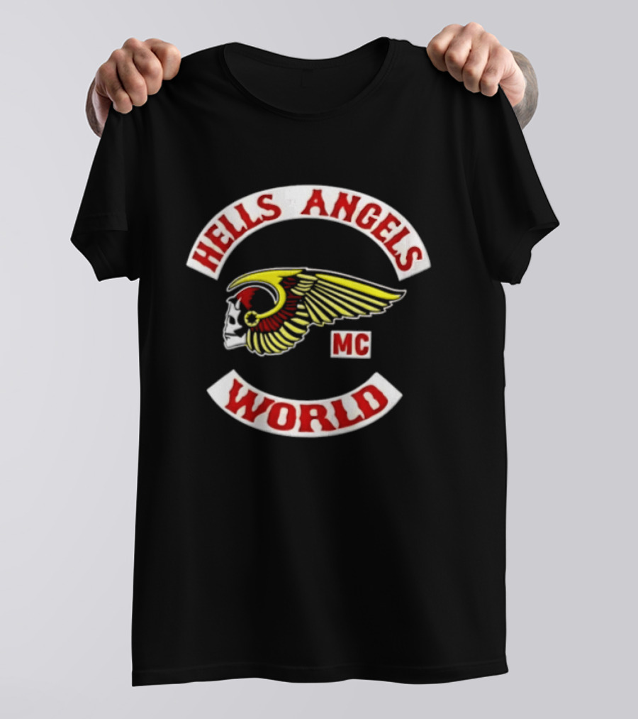 Hells Angels Skull Winged Helmet MC World T-Shirt