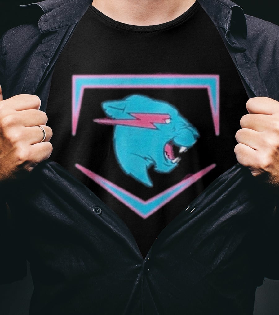 MrBeast Beast Edition Blue Panther Lightning Bolt T-Shirt