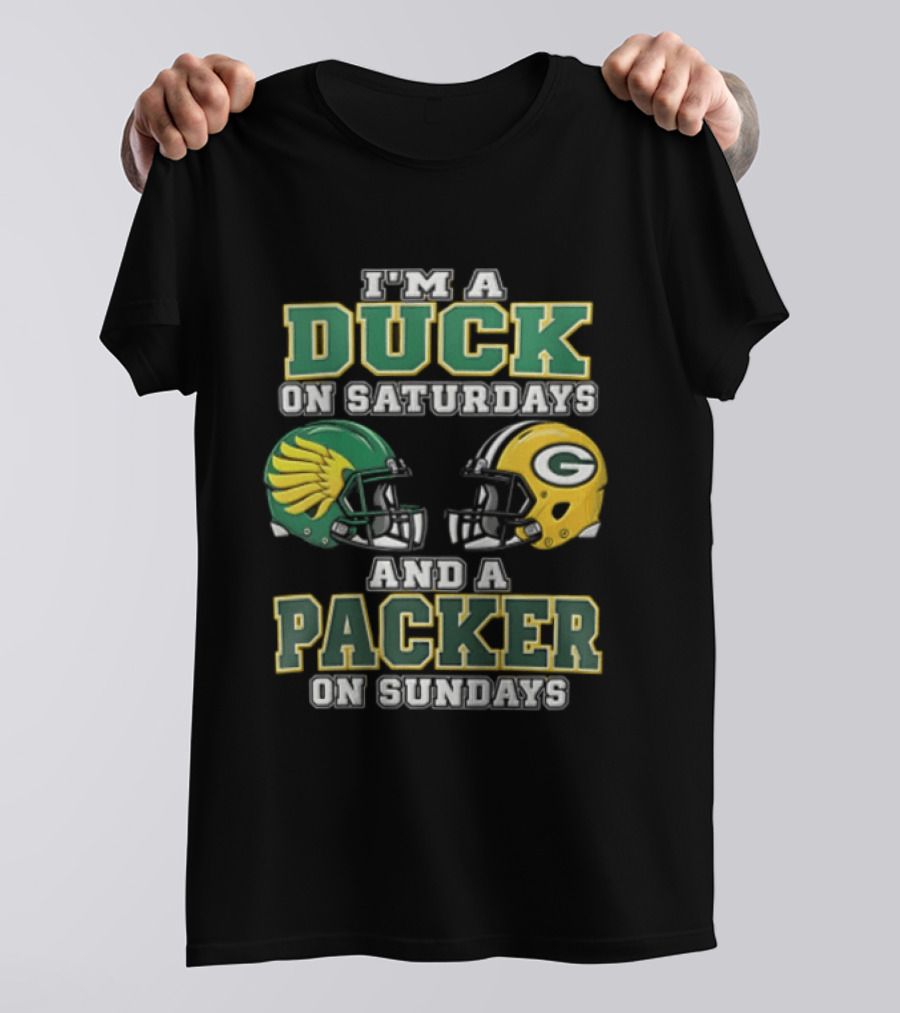 I'm A Duck On Saturdays And A Packer On Sundays Football Helmets T-Shirt