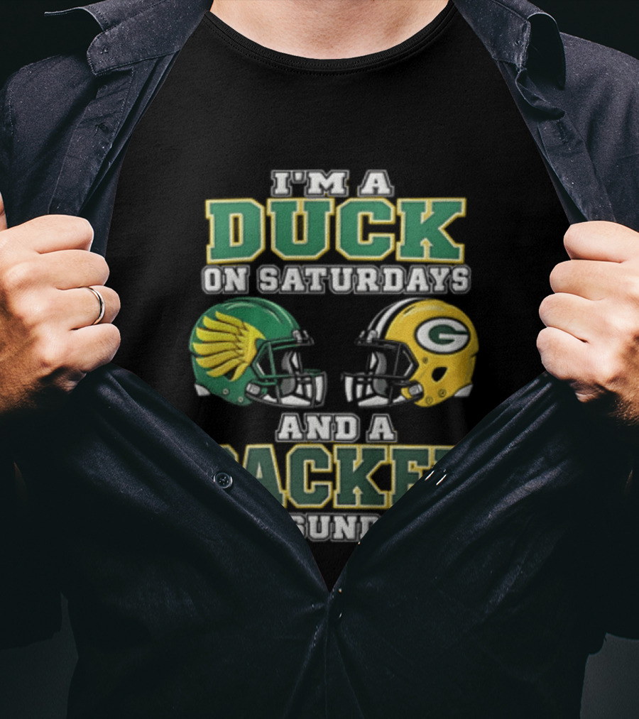 I'm A Duck On Saturdays And A Packer On Sundays Football Helmets T-Shirt