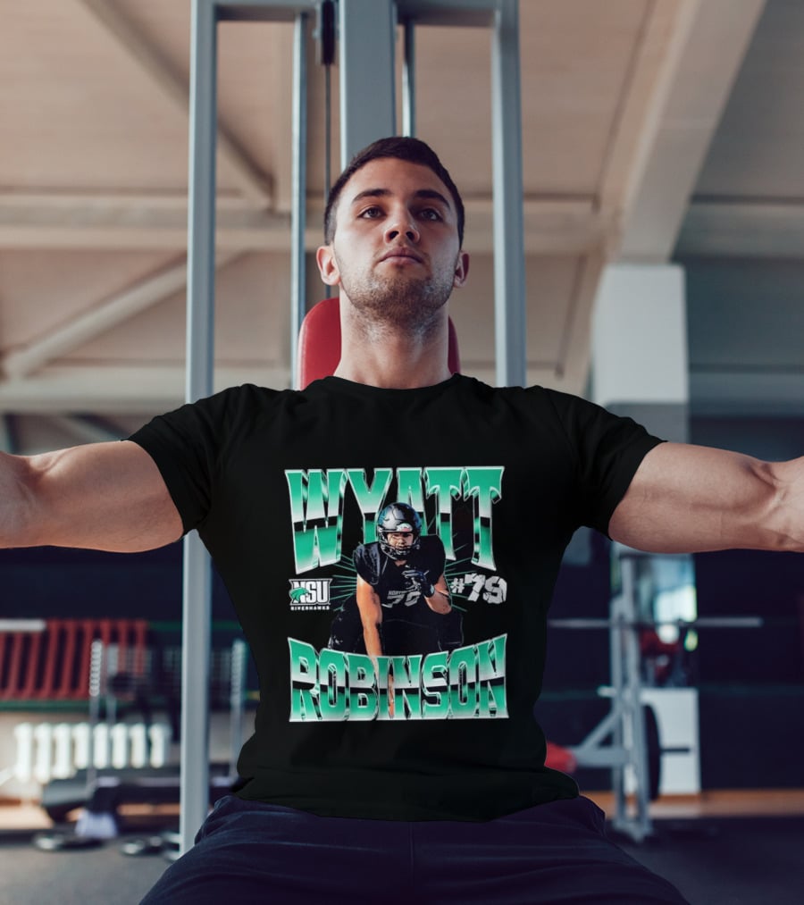 Northeastern State University RiverHawks Football Wyatt Robinson #79 T-Shirt