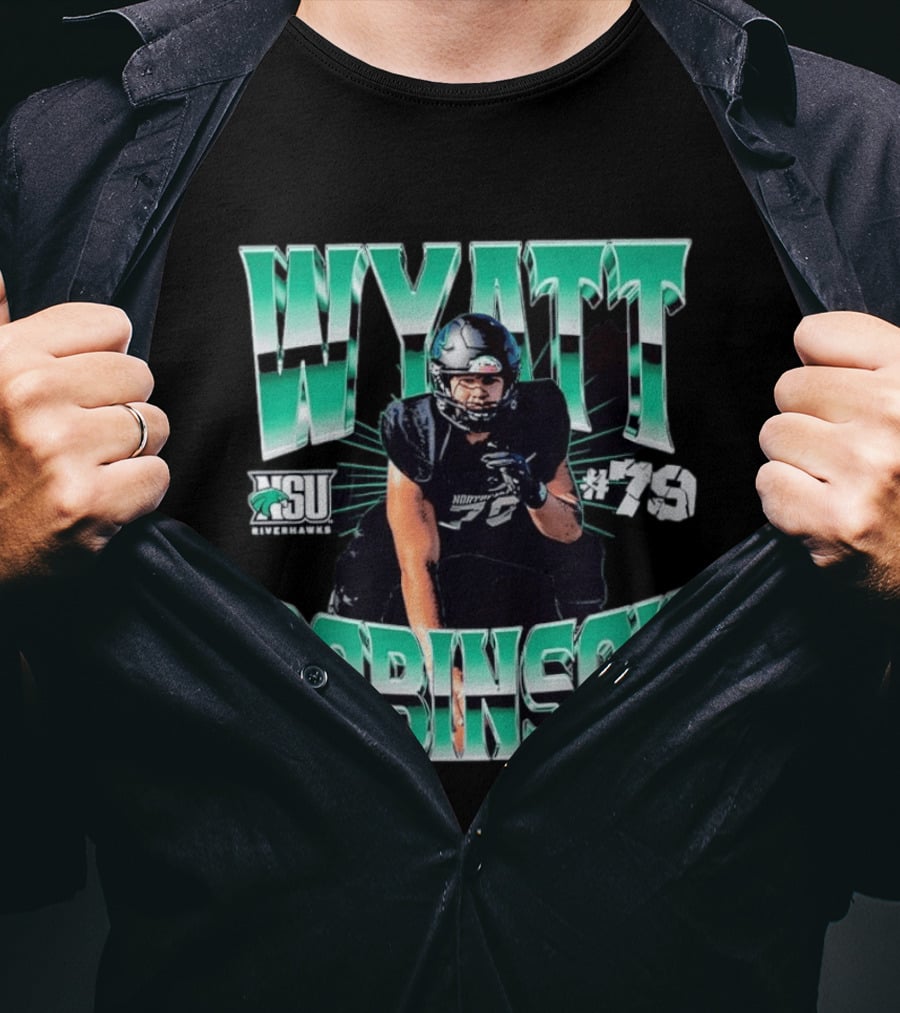 Northeastern State University RiverHawks Football Wyatt Robinson #79 T-Shirt