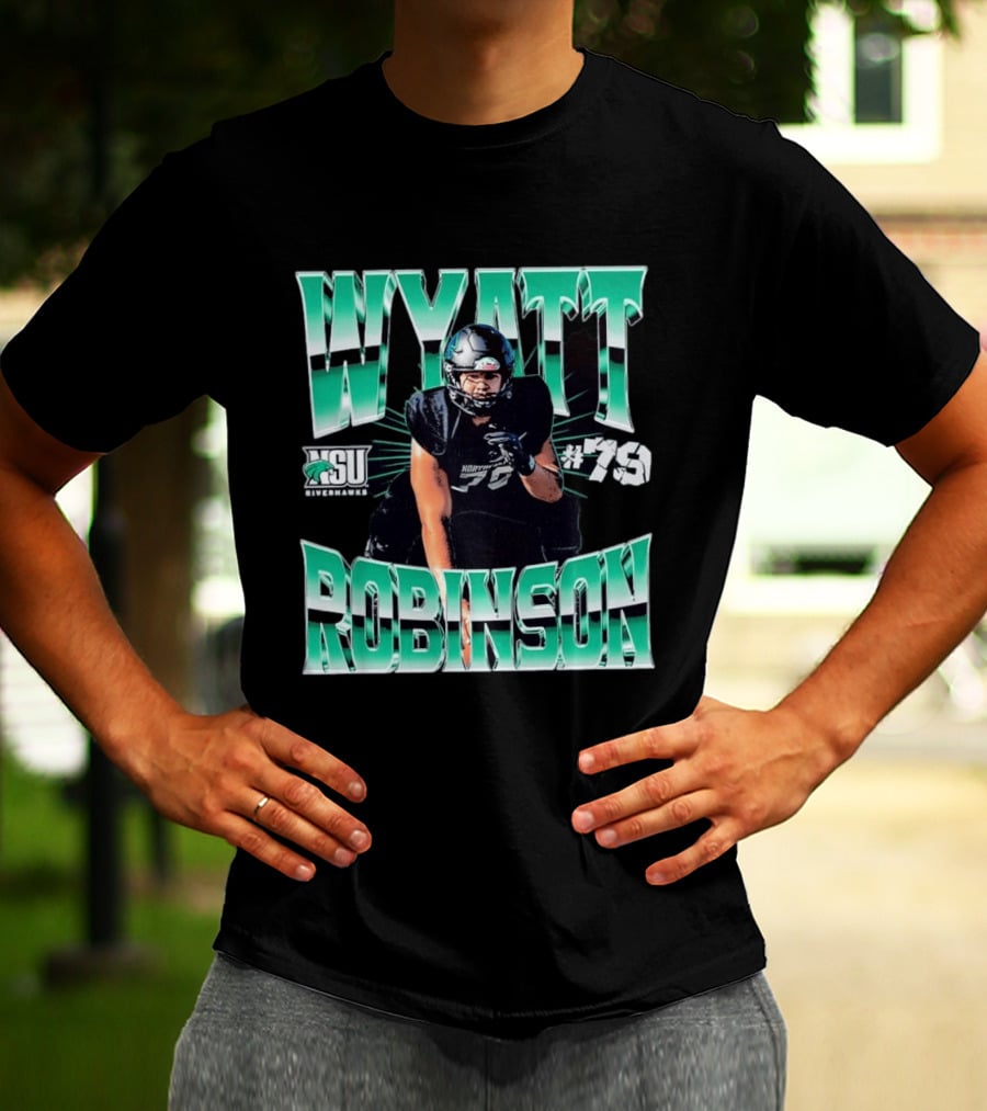 Northeastern State University RiverHawks Football Wyatt Robinson #79 T-Shirt