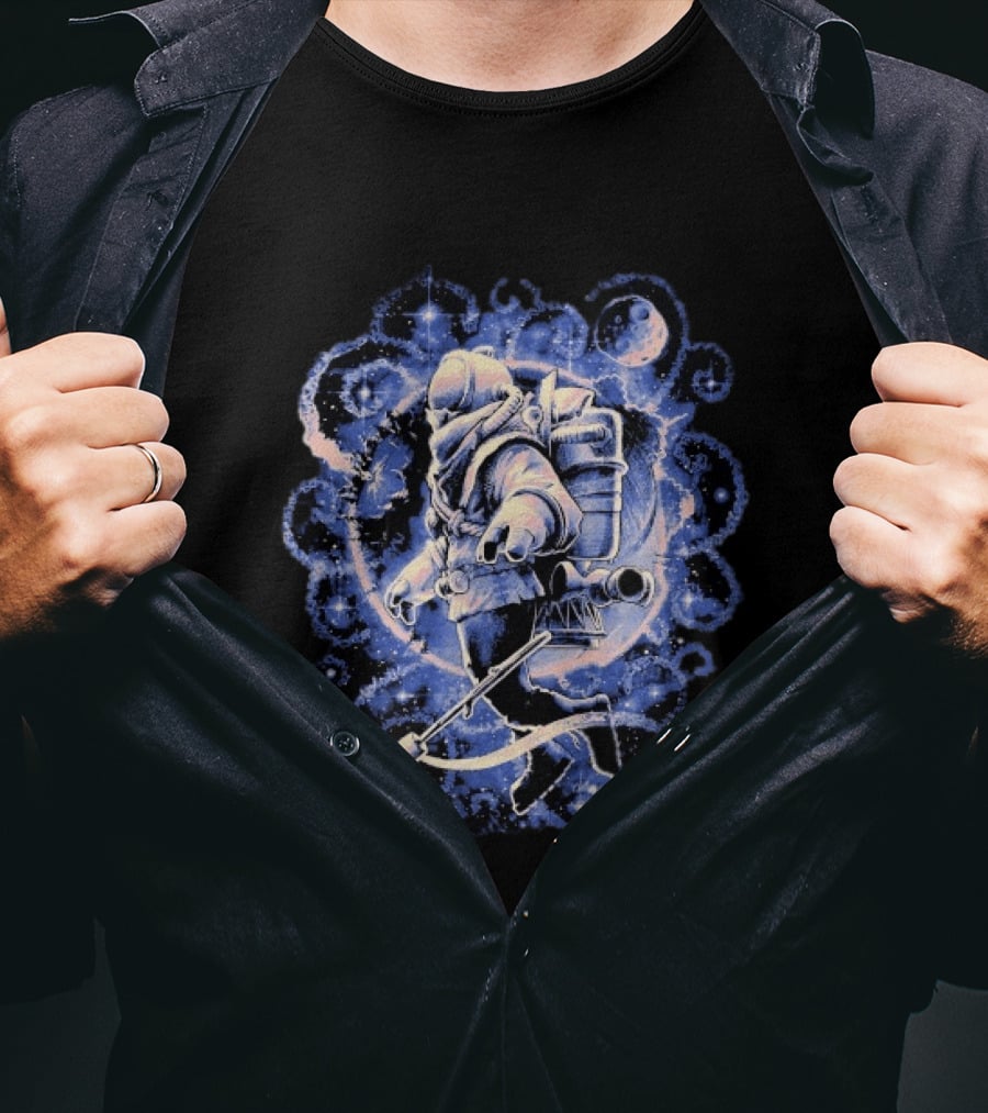 Outer Wilds Astronaut Exploring Celestial Wonders In Cosmic Adventure T-Shirt