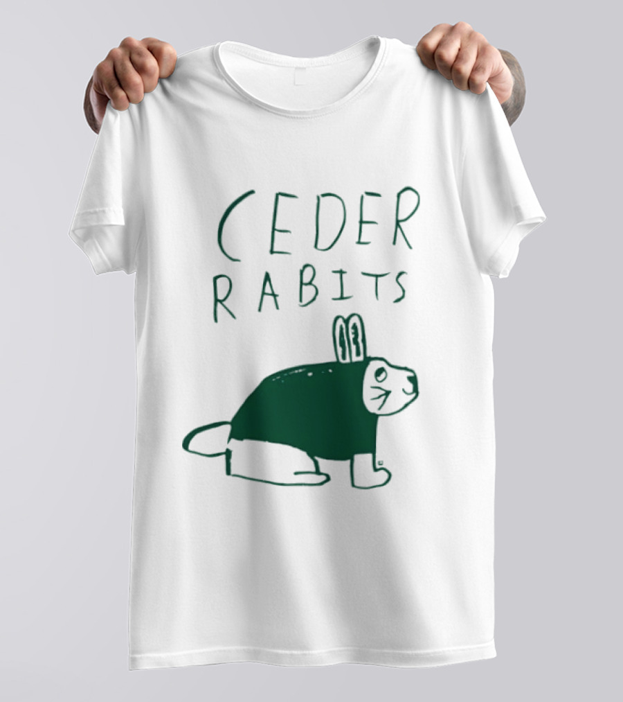 Cedar Rapids Ceder Rabits Playful Drawing T-Shirt