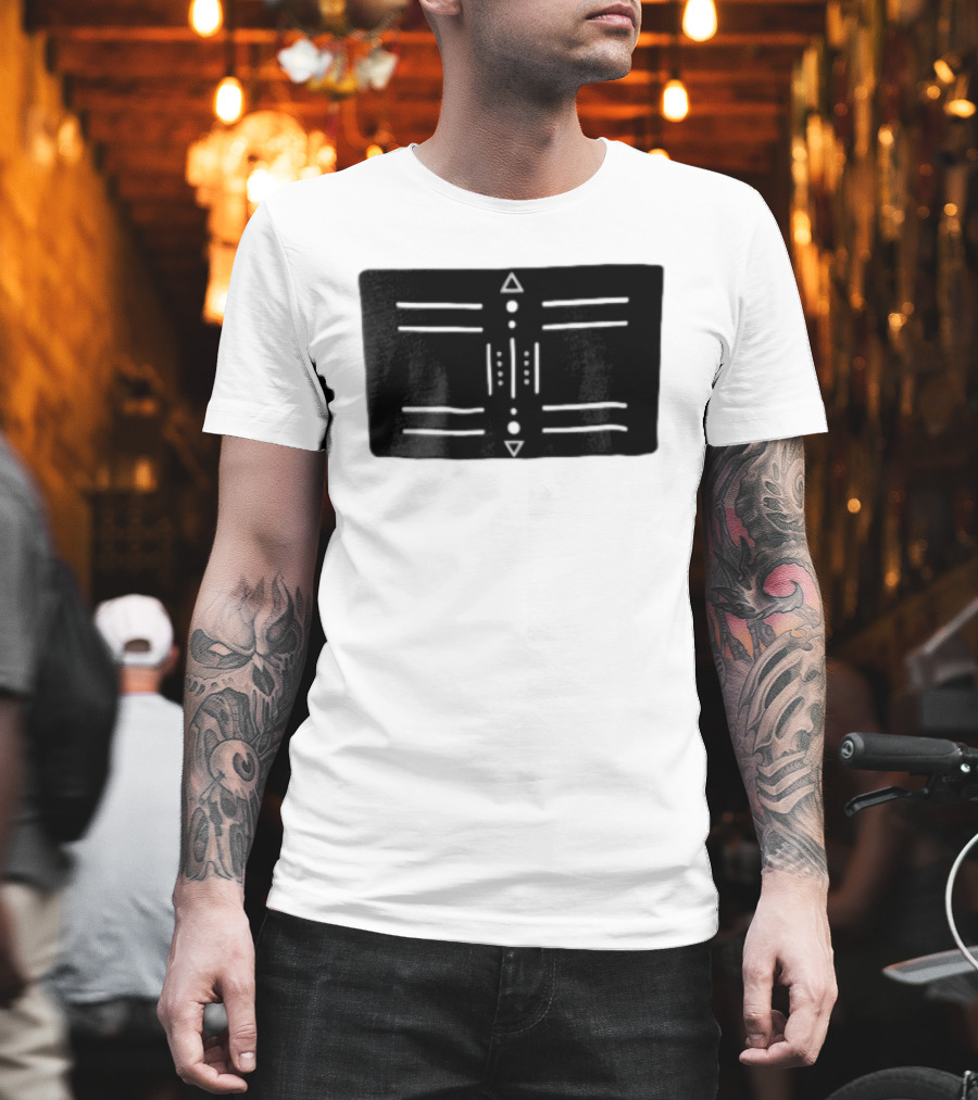 Black Geometric Tribal Design With Triangles And Dots T-Shirt