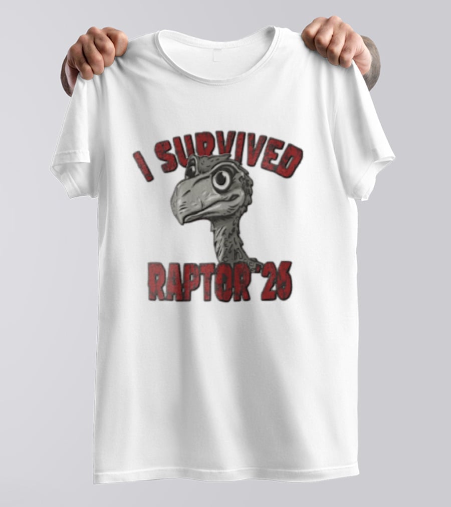 I Survived Raptor 26 Cartoon Dinosaur Head T-Shirt