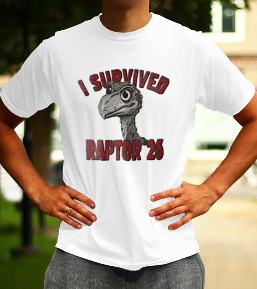 I Survived Raptor 26 Cartoon Dinosaur Head T-Shirt
