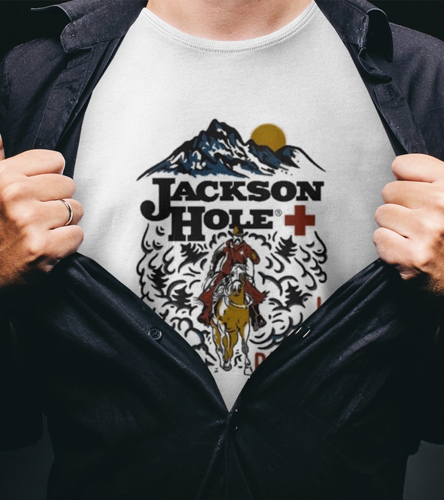 Jackson Hole Wyoming Mountain Cowboy Ski Patrol Adventure T-Shirt