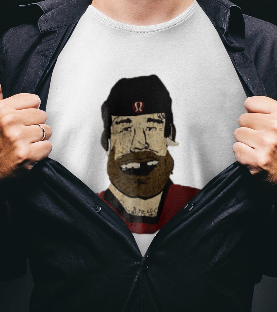 Lululemon Brent Burns Cartoon Hockey Player Missing Teeth T-Shirt