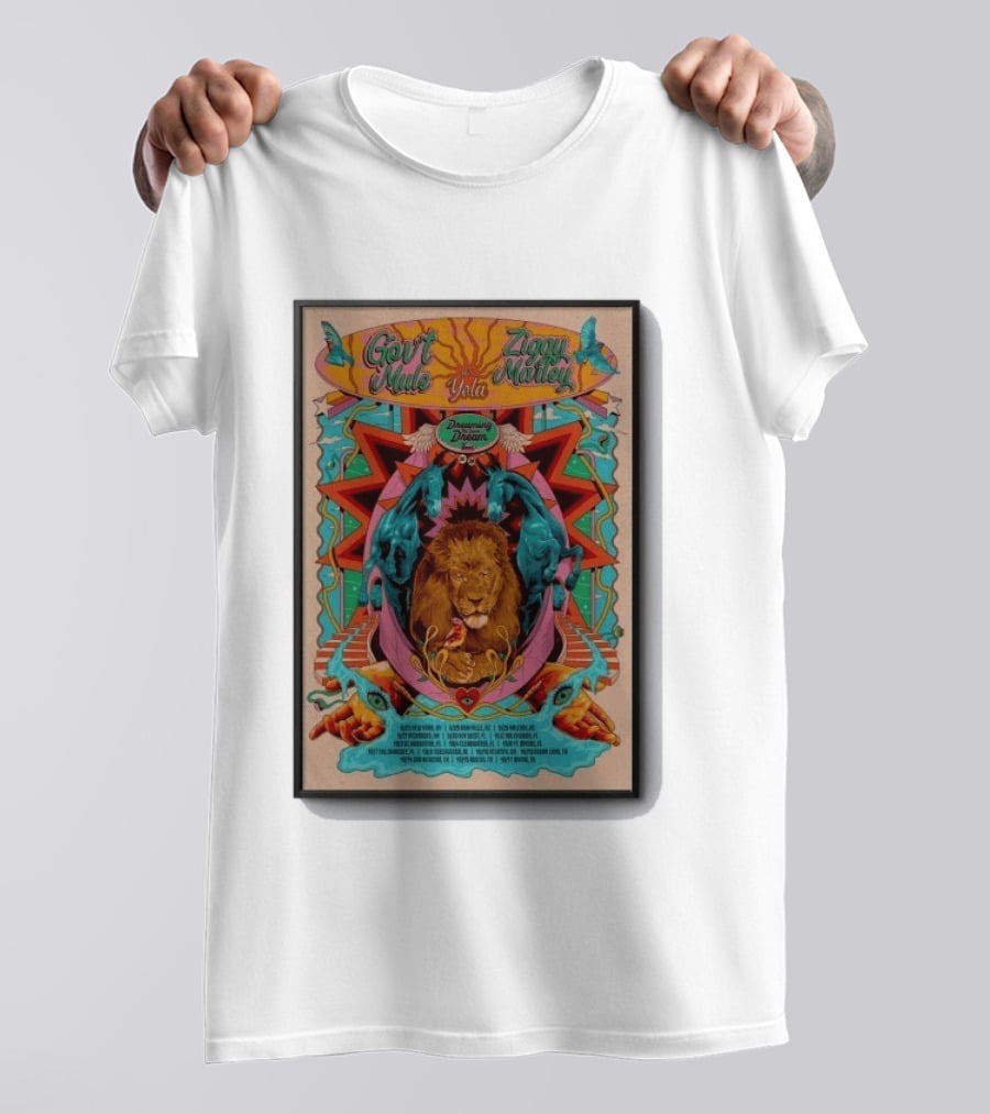 Gov't Mule Ziggy Marley Yola Dreaming The Same Dream Tour 2026 Lion Art And Dates T-Shirt