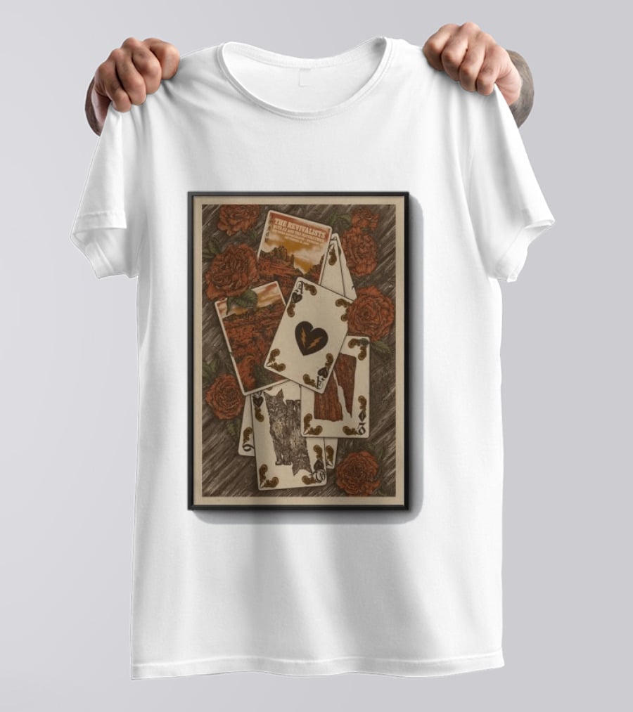 The Revivalists Red Rocks Amphitheatre Playing Cards Floral Art 9 25 2026 T-Shirt