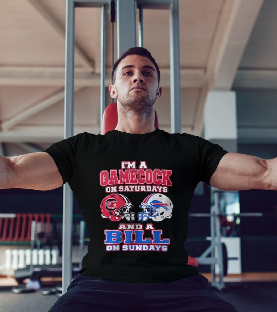 I'm A Gamecock On Saturdays And A Bill On Sundays Football Helmets T-Shirt