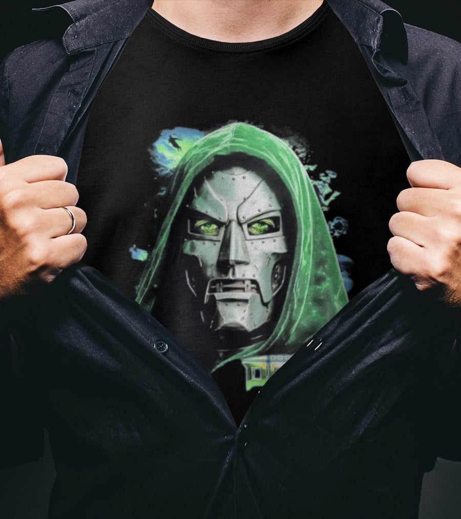 Doctor Doom Marvel Green Hooded Mask Iconic Villain T-Shirt