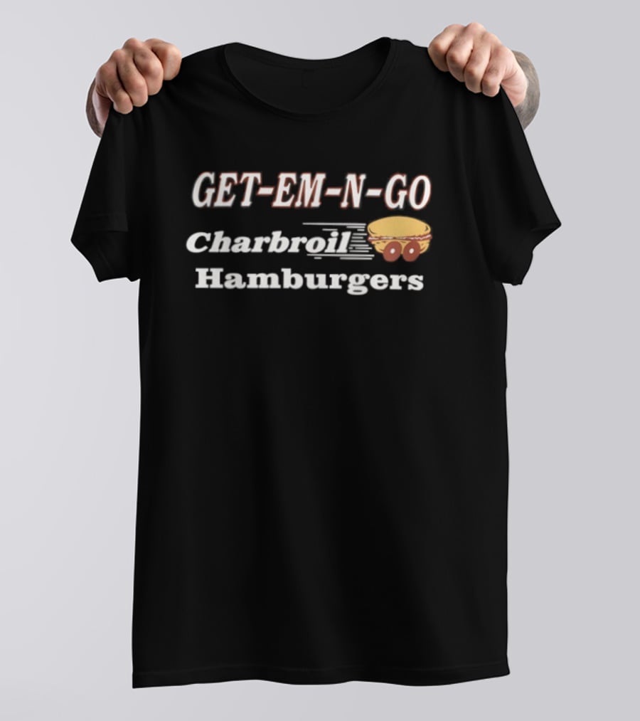 GET EM N GO Charbroil Hamburgers Vintage Style Classic Retro Burger Lovers T-Shirt
