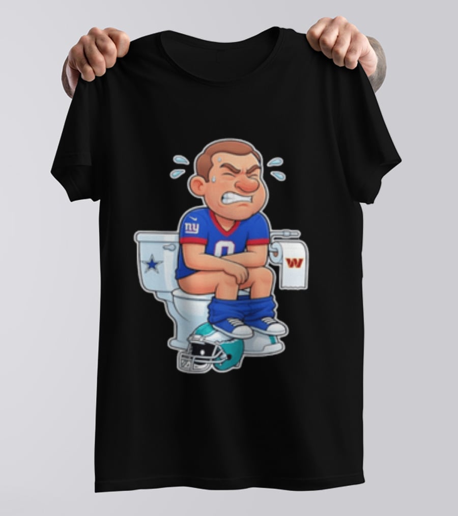 New York Giants Player Cartoon On Toilet With Football Rivalry T-Shirt