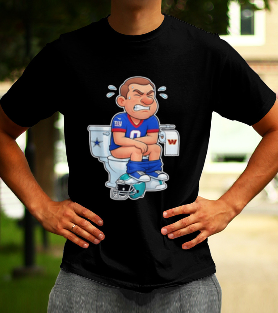 New York Giants Player Cartoon On Toilet With Football Rivalry T-Shirt