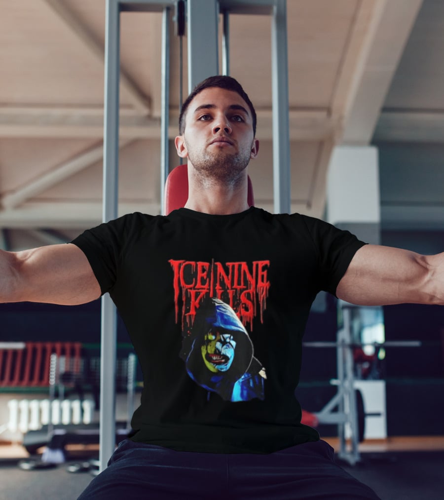 Ice Nine Kills Hooded Figure Clown Mask Dripping Red Letters T-Shirt