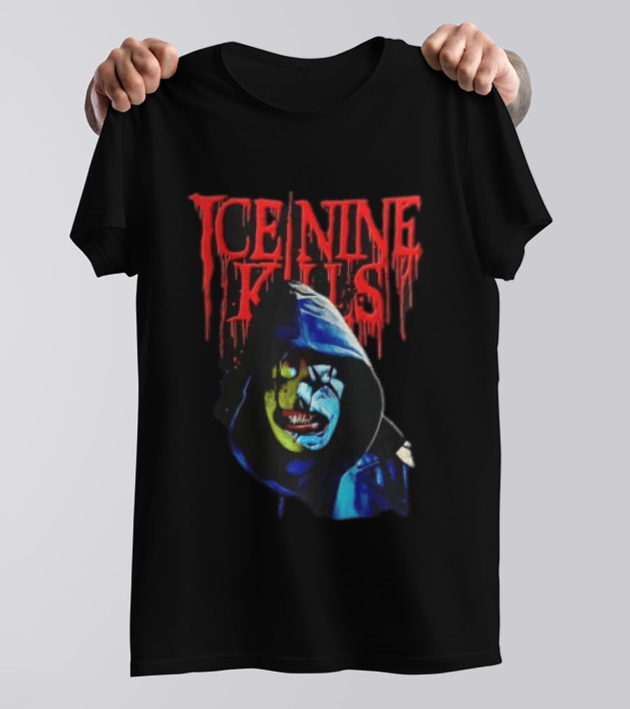 Ice Nine Kills Hooded Figure Clown Mask Dripping Red Letters T-Shirt
