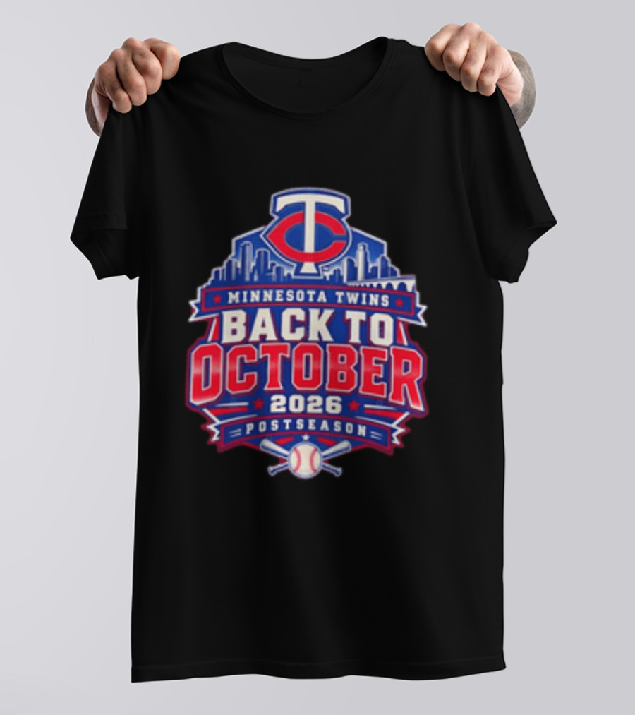 Minnesota Twins Back To October 2026 Postseason Skyline T-Shirt