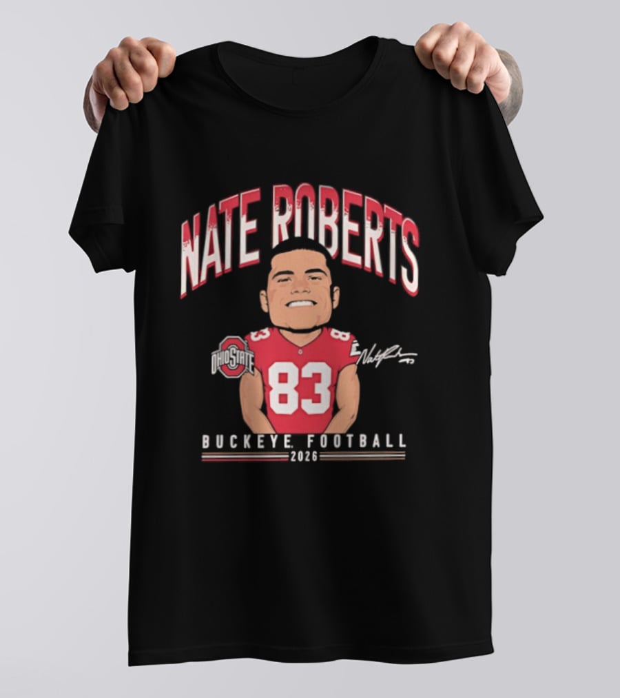 Nate Roberts Ohio State Buckeyes Football 2023 Caricature 83 T-Shirt