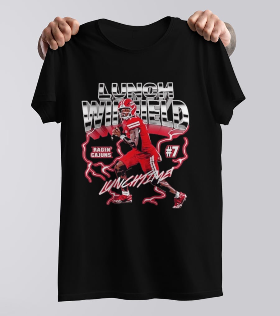Lunch Winfield Ragin' Cajuns #7 LUNCHTIME NCAA Football Collage T-Shirt