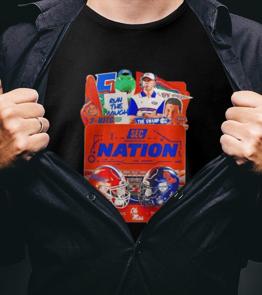 SEC Nation Florida Gators Vs Ole Miss The Swamp September 26 Helmets Football Rivalry T-Shirt
