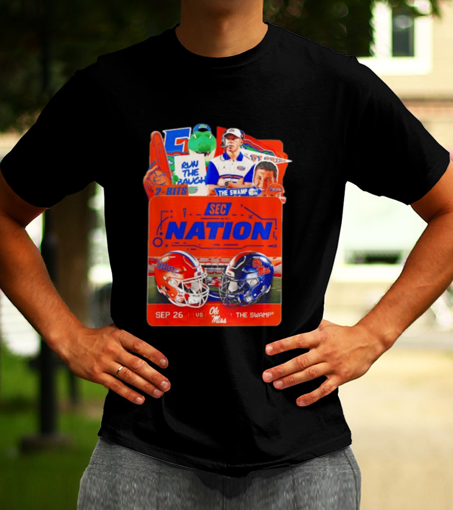 SEC Nation Florida Gators Vs Ole Miss The Swamp September 26 Helmets Football Rivalry T-Shirt