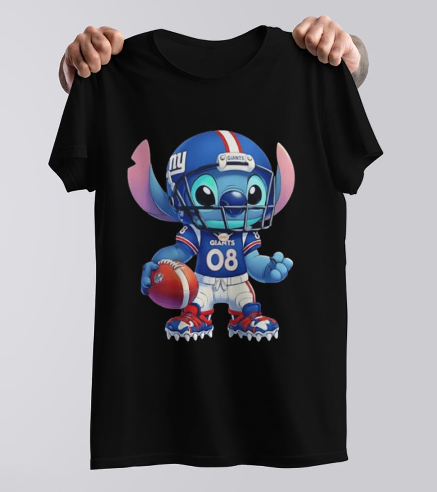 Stitch New York Giants Player Cartoon Collaboration 08 Football T-Shirt