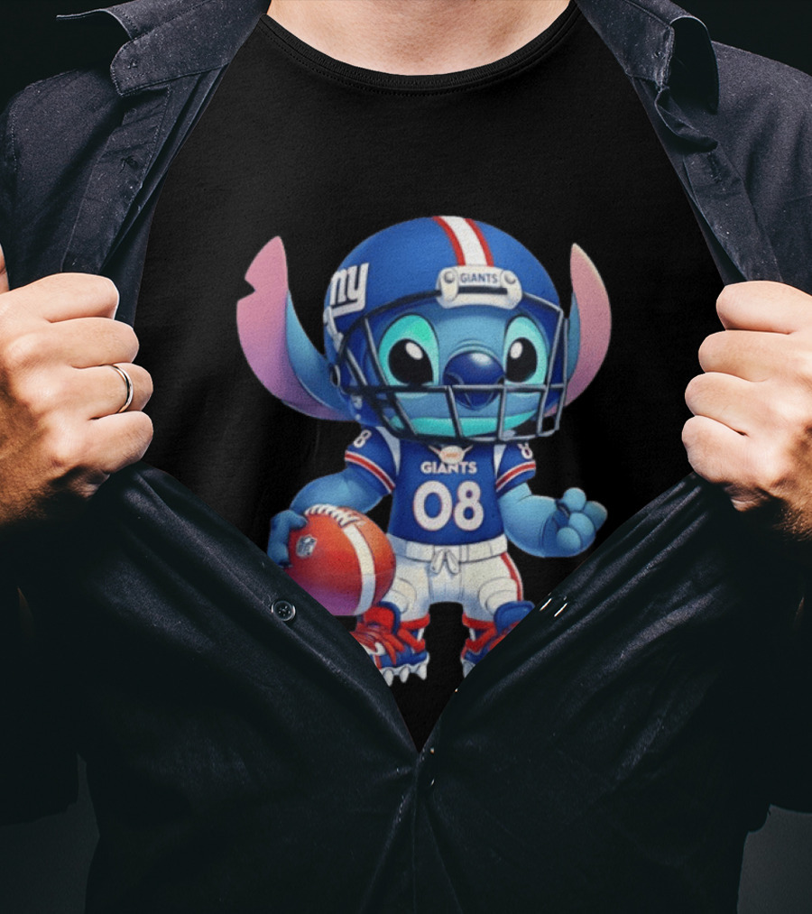 Stitch New York Giants Player Cartoon Collaboration 08 Football T-Shirt
