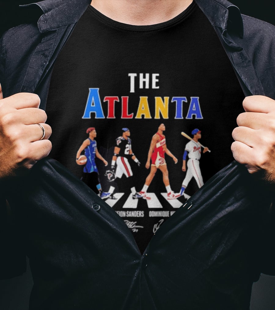 The Atlanta Angel McCoughtry Deion Sanders Dominique Wilkins Hank Aaron Signatures T-Shirt