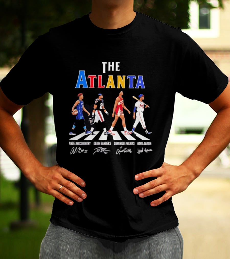 The Atlanta Angel McCoughtry Deion Sanders Dominique Wilkins Hank Aaron Signatures T-Shirt