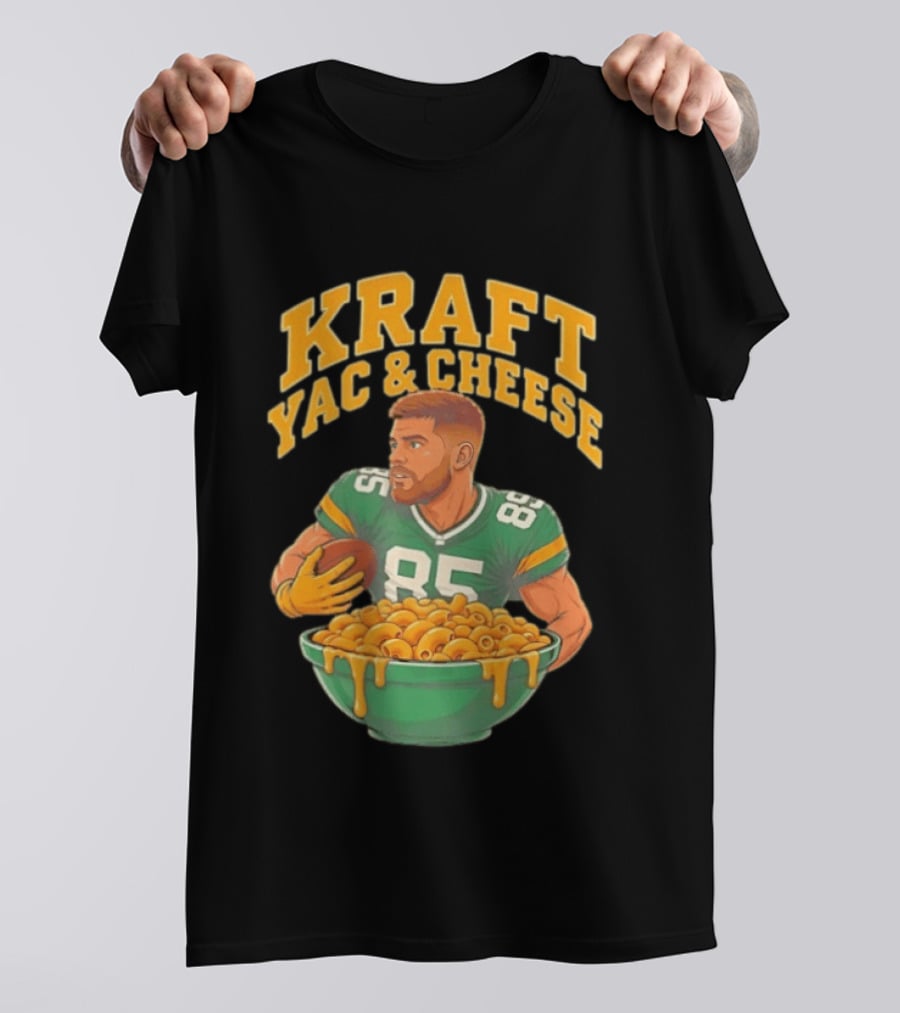 Kraft Yac & Cheese Green Bay Packers 85 Football Player With Bowl T-Shirt