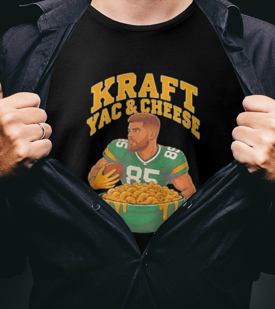 Kraft Yac & Cheese Green Bay Packers 85 Football Player With Bowl T-Shirt