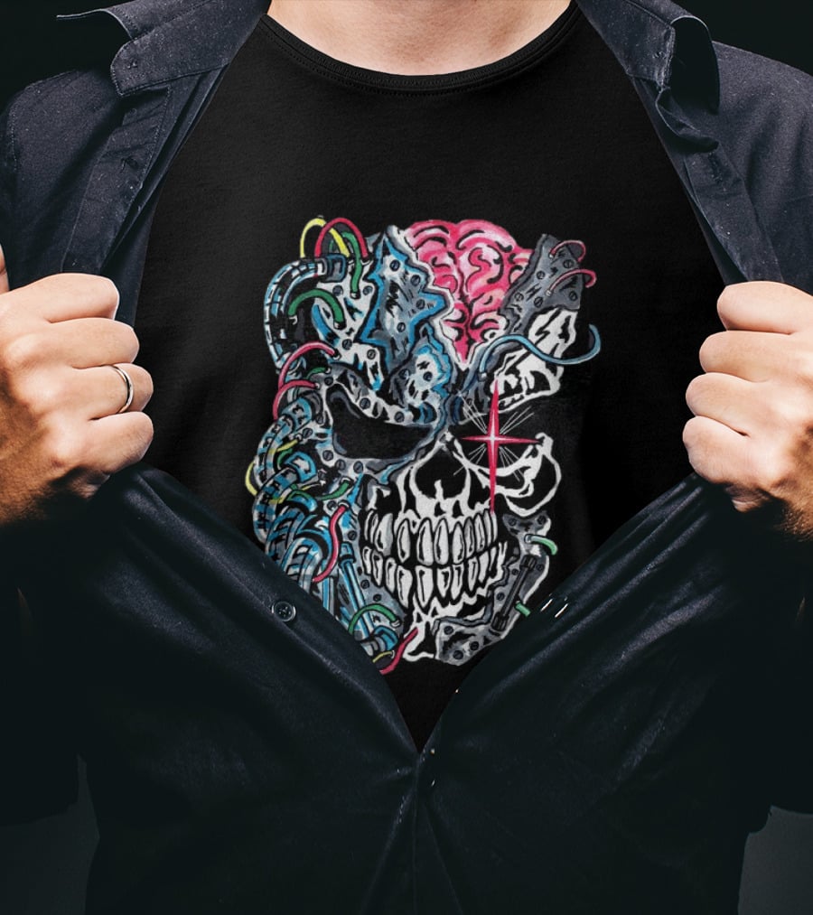 Warrenlotas Cybernetic Skull Art Piece T-Shirt