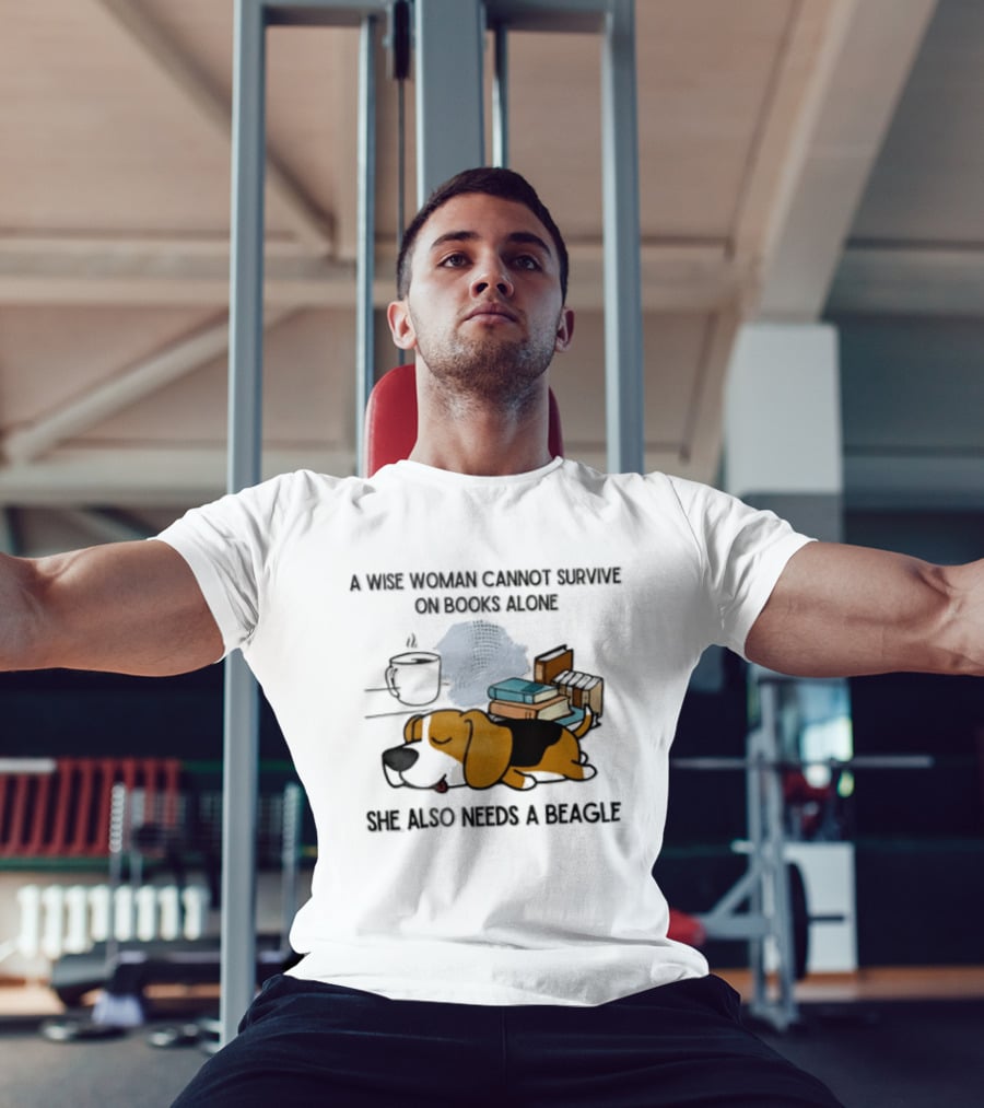 A Wise Woman Cannot Survive On Books Alone She Also Needs A Beagle Coffee Stack T-Shirt