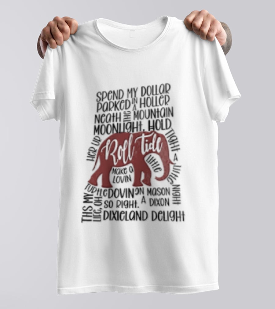 Alabama Crimson Tide Roll Tide Dixieland Delight Elephant T-Shirt