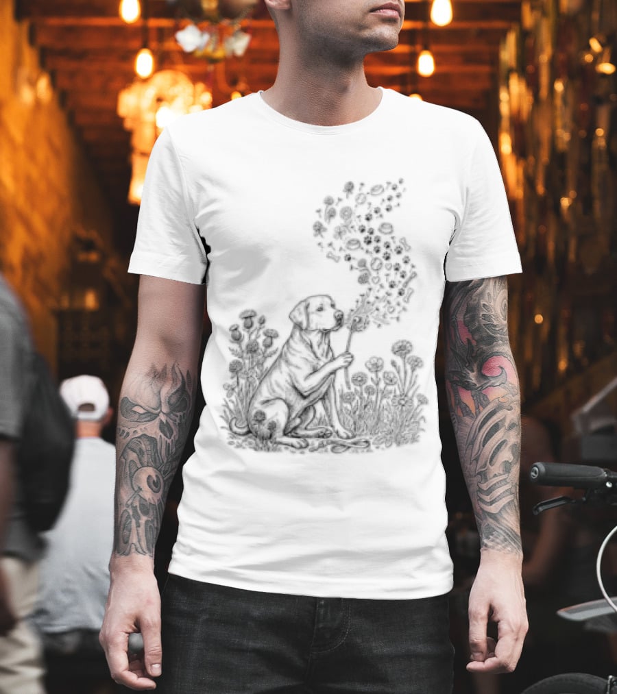 Floral Labrador Retriever Dandelion Dog With Flower T-Shirt