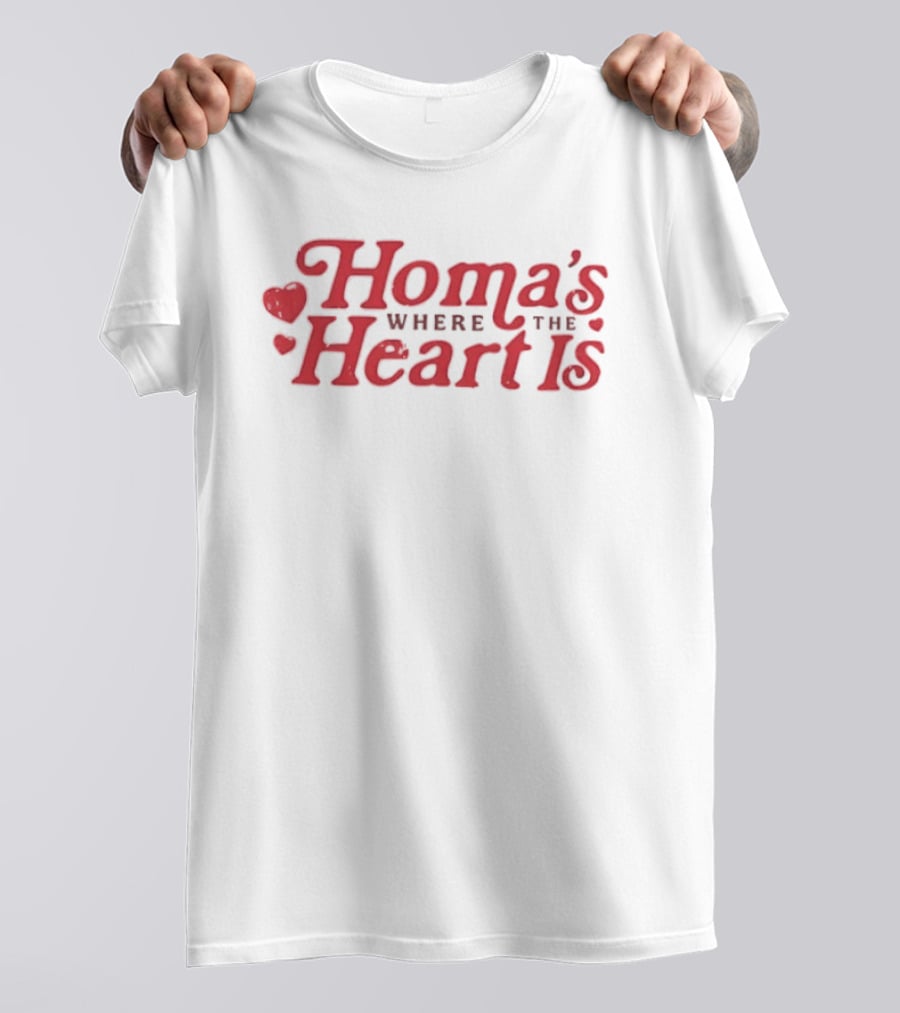 Homa's Where The Heart Is Red Text With Heart T-Shirt