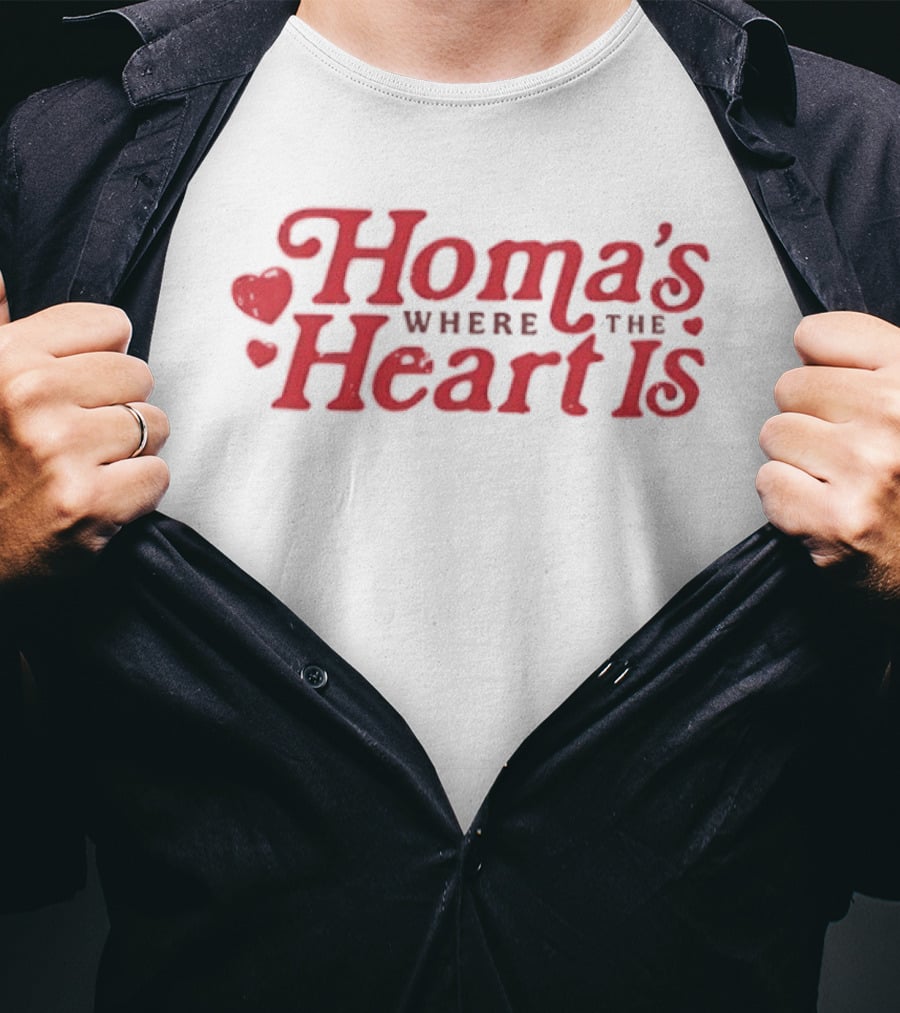 Homa's Where The Heart Is Red Text With Heart T-Shirt