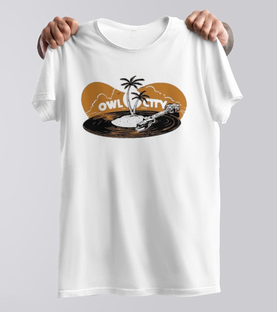 Owl City Vinyl Beach Paradise With Palm Trees T-Shirt