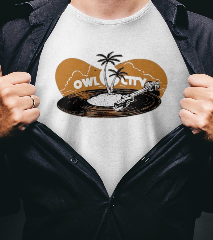 Owl City Vinyl Beach Paradise With Palm Trees T-Shirt